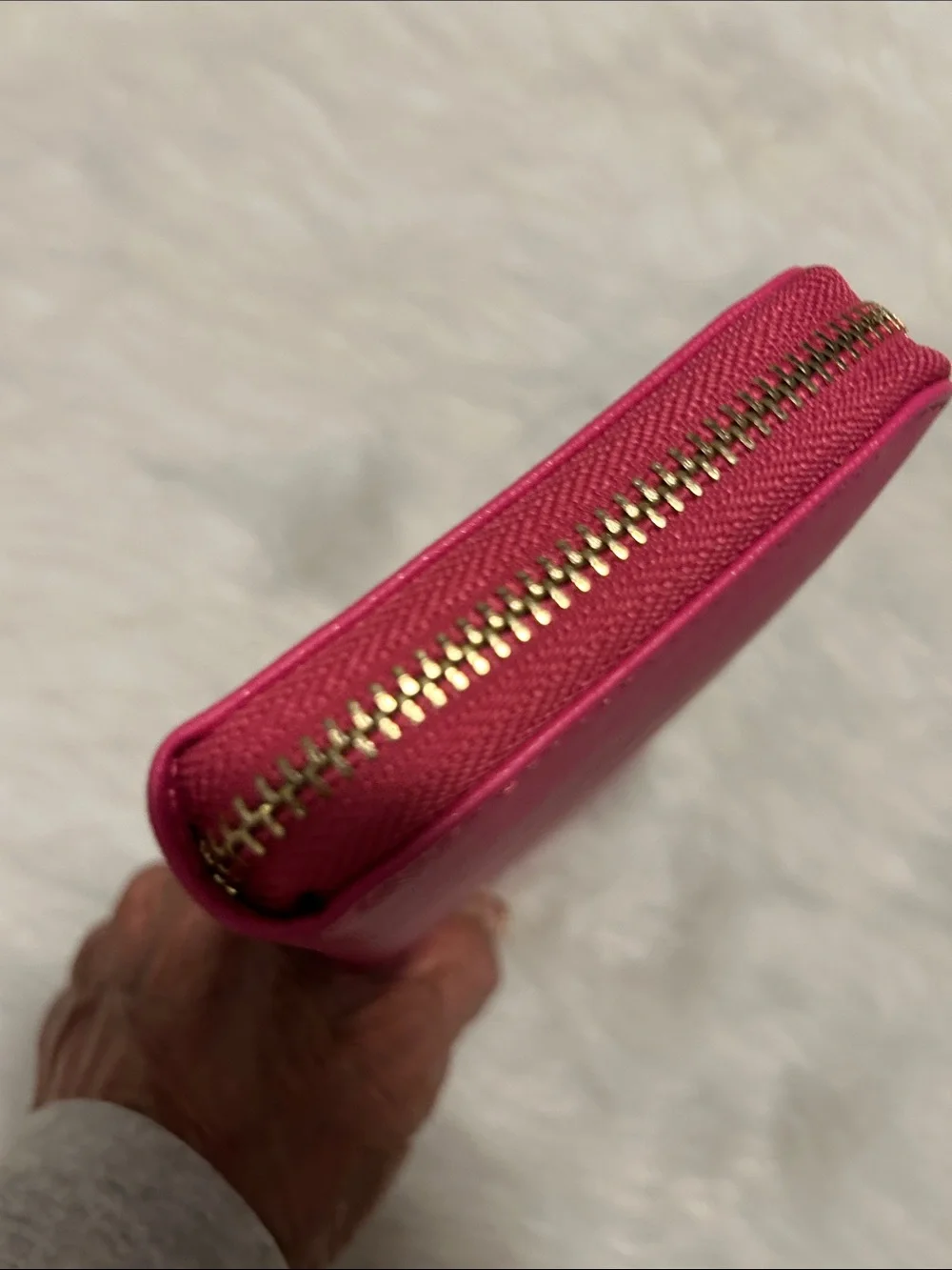 Michael Kors Fuchsia Zip-Around Leather Wallet with Gold Logo